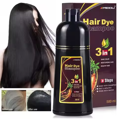 500ml Hair Dye Shampoo 3 in 1 Instant Coloring Natural Treatment for Hair Shampoo Large Capacity No 