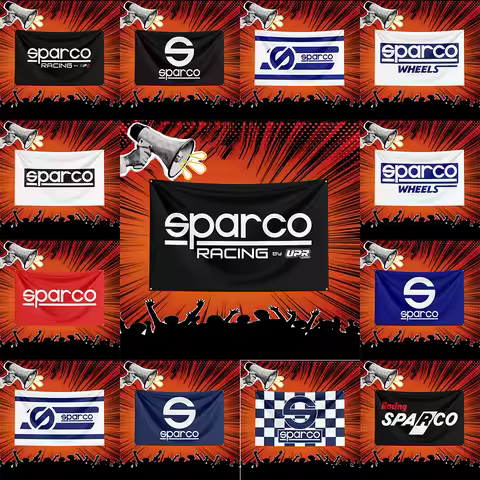 Sparco Auto Parts Flag 3x5 FT Polyester Banner For Garage Workshop Wall Decor Mechanic Gift
