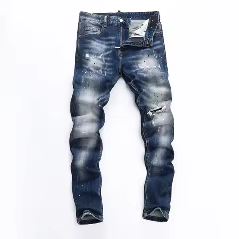 new design D2 blue Men Jeans Pants Cotton straight Slim Jeans Denim Designer zipper COOLGUY JEANS to