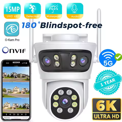 BESDER 15MP WiFi Outdoor Camera Auto Tracking Multi-Screens 5X Digital Zoom PTZ Security CCTV Survei