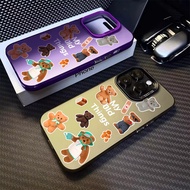 Toy Cartoon Bear Phone Case Compatible for IPhone 11 12 13 Pro Max 14 15 7 8 Plus SE 2020 XR X/XS Max Silicone Case Anti Drop Metal Button