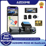 FREE SD Card✔AZDOME M550 4K Smart Dashcam with Front and Rear 1080P WiFi In-APP Control GPS Full HD 