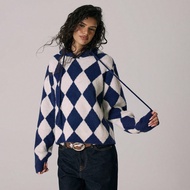 Knitted Argyle Drawstring Hoodie Casual Cute Autumn Winter Cosy Lounge Knitwear Coco Cloud