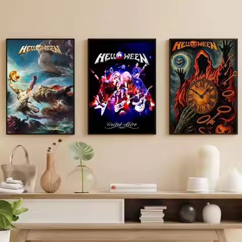 H-Helloween Giants & Monsters Poster Self-adhesive Art Waterproof Paper Sticker Coffee House Bar Roo