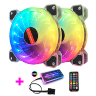 全城熱賣 - 酷月玉魄rgb風扇 12cm機箱風扇靜音幻彩發光臺式電腦靜音散熱風扇（2個玉魄RGB風扇+1套標準控制器）