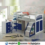 Tempat Tidur Anak Tingkat Plus Meja Belajar, Kasur Anak Cowok Cewe