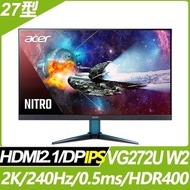 奇異果3C &lt;福利品&gt; Acer VG272U W2 HDR400電競螢幕(27型/2K/240Hz/0.5ms/IPS/HDMI2.1) 9805.VG27W.301