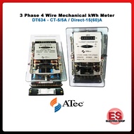 ATEC TNB kWh Meter / TNB Meter, 3P4W kWh Meter, CL2.0, 50Hz, 3x240/415V, (3x5/5A-CT Meter / 15(60)A-