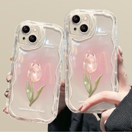 Casing For OPPO A3S A5S A9 A31 2020 A52 A94 A17 A98 A16 A54 A74 Reno 4 6 7 8 Pro 5G F11 R17 8T 7Z Case Cover Shockproof Transparent Silicone Green Tulip Flowers Rose