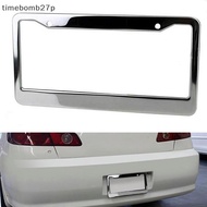 (time) 1PCS Chrome Stainless Steel Metal License Plate Frame Tag Cover With Screw Caps （MY）