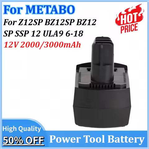 New 12V 2000/3000mAh Ni-Cd Replacement Power Tool Battery for METABO 6.02151.50 BZ12SP BS 12 SP BSZ 