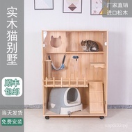 Sangkar Kucing Villa Rumah Kucing Rumah Kecil Mewah Pepejal Kayu Kucing Villa Kucing Kabinet Kucing 