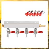 (HARB) 4-Way Gas Manifold 5/16inch Barbed Integrated Check Valve CO2 Distributor 4-Way CO2 Manifold
