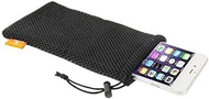 DFV mobile - Universal Nylon Mesh Pouch Bag with Chain and Loop Closure compatible with Oppo F7 (2018) - Black