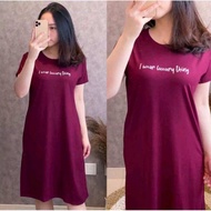 Daster dress terusan kaos lemone spandek wanita maron
