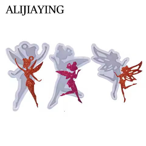DY0670 Super Glossy Angel Girl Keychain Mold Silicone Epoxy Craft Molds DIY for Resin Crafting Flowe