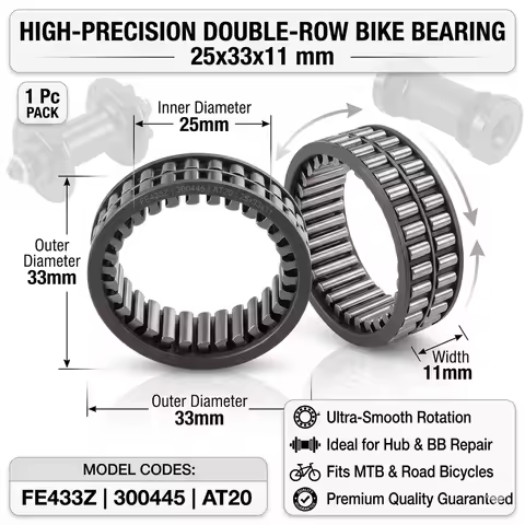 Bike Bearing 25x33x11 mm FE433Z 300445 AT20 High Precision Smooth Wheel Hub Bottom Bracket Repair Fo