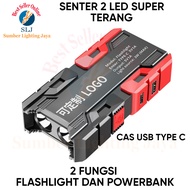 SENTER LED 2 MATA MULTIFUNGSI FLASHLIGHT + POWERBANK / SENTER CAS USB