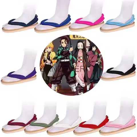 Anime Cosplay Tanjitou Kamado Nezuko Geta Clogs Kimetsu No Yaiba Sandals Shoes Agatsuma Zenitsu Flip