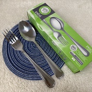 JAGUAR ช้อนส้อม สแตนเลส ลายฟรีทไลน์ 12คู่ ตรา จากัวร์ หนา 2.0 mm. ช้อน ส้อม ช้อนส้อมทานข้าว Food Gra