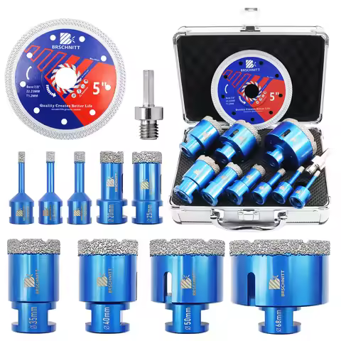 BRSCHNITT 10Pcs Diamond Drilling Bits Kit Dia 6 to 68mm Tile Cutter for Ceramic Marble Granite Hole 