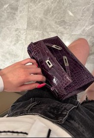 Hermes mini Kelly 紫色鱷魚紋