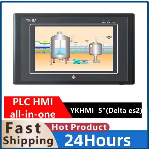 YKHMI PLC HMI all-in-one 5"programmable logic controller Compatible with Delta ES2 built-in analog s