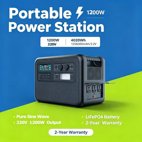 Portable Power Station 4020WH 1200W LiFePO4 Battery 902WH 1000W Backup Power Supply USB-C AC Port Fo
