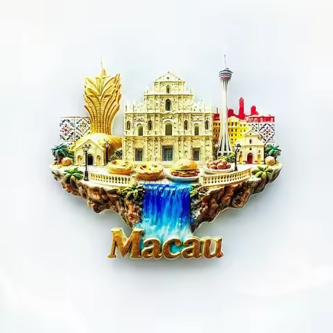 Macau Floating Island Fridge Magnet Charming 3D Egg Tart Souvenir Unique Portuguese-Chinese Fusion G