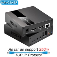 2023 Navceker HDMI KVM Extender Over IP RJ45 Ethernet Network KVM Extender B HDMI 250M Over UTP/STP KVM Extender CAT5 CA