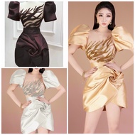 SIZE>65KG SPIRAL FLOWER DRESS WITH STONE (Real Photos Included)