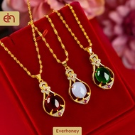 Everhoney Gold Plated Snake Chain Jade Pendant Luxury Necklace for Women and Girls