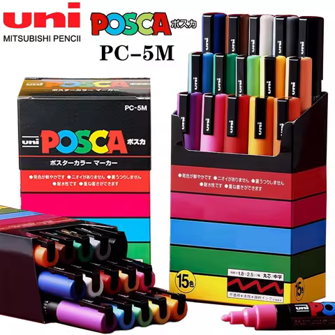 15Colors Japan UNI POSCA Marker Pen Set,Acrylic Plumones Rotuladores PC-5M POP Poster Pen/Graffiti A