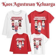 [AP] Kaos Couple Family Agustusan Anak Dan Dewasa Motif Balap Kelereng Warna Merah Putih