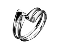 14K金開口對戒 鑽戒情侶戒指 簡約鑽石黑金戒指 清新黑金閨蜜對戒