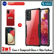 3in1 Case Samsung A02s Hard Soft Fusion Armor Shockproof TPU HD Transparent Acrylic Casing hp Cover 