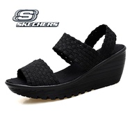 Skechers_รองเท้าแตะผู้หญิง Cali Rumbler Wave สตรี รองเท้าแตะส้นเตารีด ส้นสูง ทอรองเท้า - 31778-BBK