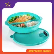 Tupperware 2L Large CrystalWave Divided Dish Microwave Bekas Lunch Box Big Meals On The Go Tuppao Turquoise Biru Blue