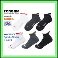 [RENOMA Women Sports Pile Point Socks 3 Pairs Set] RENOMA Socks Women Sock Ankle Sock White Socks Korean Socks Black Cotton Socks Women Ankle Socks Korea Golf Hiking Climbing Sports Socks Thick Socks REWS fgkj