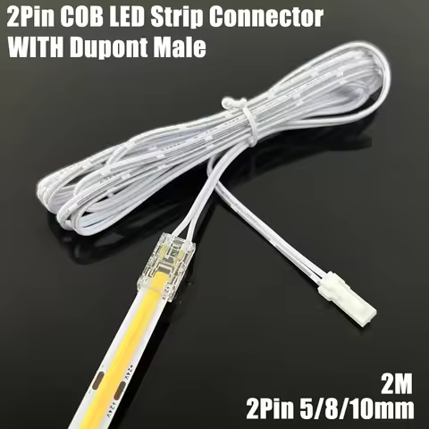 4PCS 2m DuPont Connector Cable with 2Pin 5mm 8mm 10mm COB Led Strip Quick Connector 12V 24V Cabinets