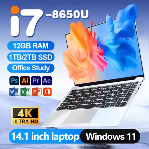 2026 Portable Laptop Windows 11 Intel Core i7 8650U Laptops PC 12GB RAM 1TB 2TB SSD Ultra slim Noteb