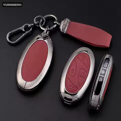 3 4 5 6 7 Buttons Zinc Alloy + PU Leather Car Key Case Cover For Hyundai Santa Kona Fe MX5 Ev Grande