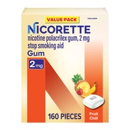 2 mg Nicotine Gum to Help Stop Smoking - Fruit Chill Flavored Stop Smoking Aid, 160 Count Nicorette