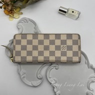 LOUIS VUITTON LV Damier Azur 白棋盤拉鍊長夾