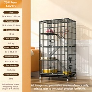 Cat Cage, Dense-Weave Cat Cage, Foldable Multi-Tier Metal Cat Cage, Indoor Home Cat Villa, Breeding-