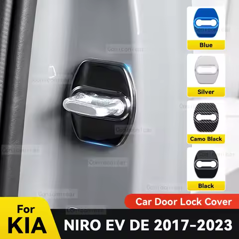 Car Door Lock Decoration Protection Cover Flags Emblem Stainless Steel Case For KIA NIRO EV DE 2017-