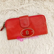 Preloved Fossil Colette Tab Wallet Dompet Bagong Red