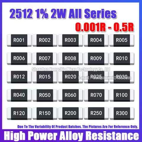 20PCS 2W Alloy Resistor R001 R002 R003 R004 R008 R009 R010 R012 R015 2512 1% R020 R025 R060 R070 R10