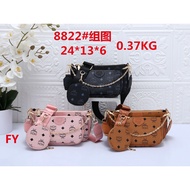 2024 MCM_New female bag sling bag handbag women rhombus small fragrance chain shoulder bag beg Tangan Wanita 15