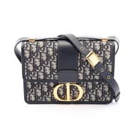 【二手】 Dior 30 MONTAIGNE M9203UMOS 斜背包，海軍藍帆布皮革款，Oblique 30 Montaigne 女士包，二手 A